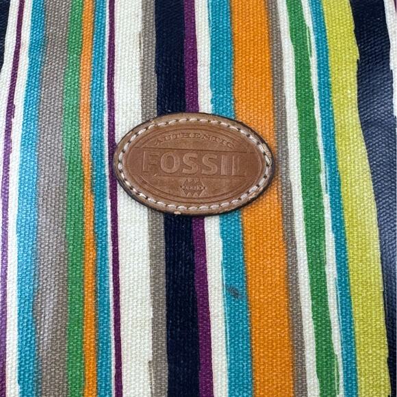 Fossil Multicolor Stripe Coated Canvas Pouch Women's Clutch Coastal Cowgirl Boho - Picture 6 of 6